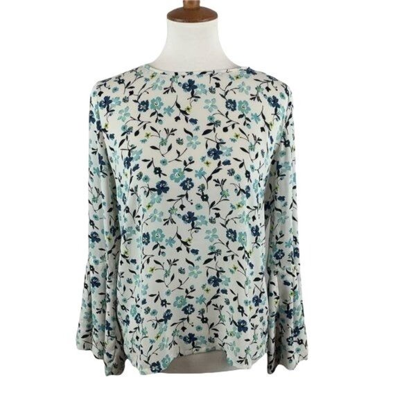 LOFT Tops - Loft floral womens business Blouse size small bell cuffs